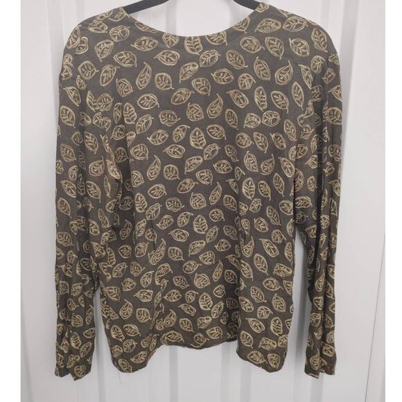 Vintage Rena Rowan for Seville Long Sleeve Top Leaf Design Sz 6 - Picture 1 of 4